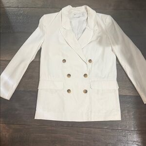 ASOS White Double-Breasted Blazer with Tan Buttons